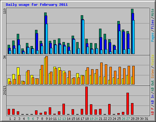 Daily usage for February 2011