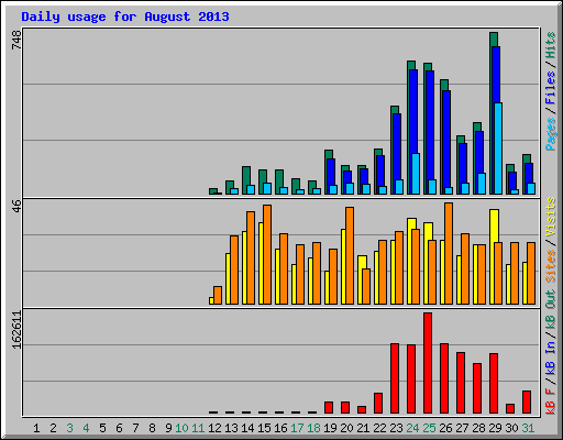 Daily usage for August 2013