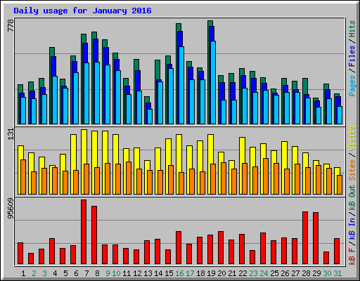 Daily usage for January 2016