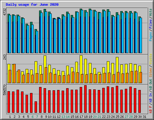 Daily usage for June 2020