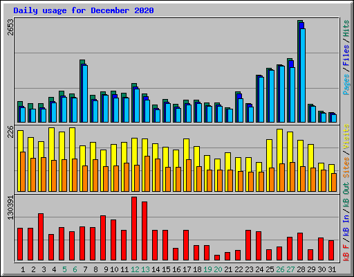 Daily usage for December 2020