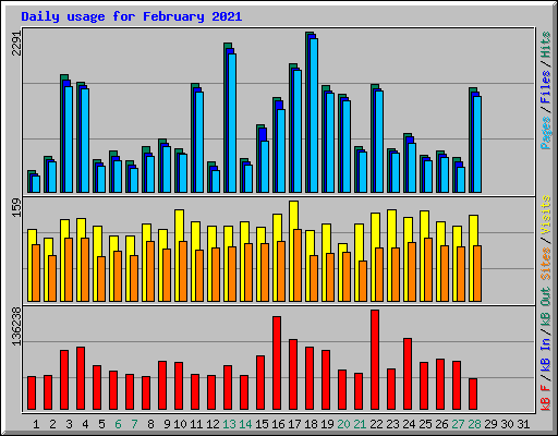 Daily usage for February 2021