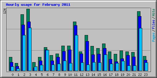 Hourly usage for February 2011