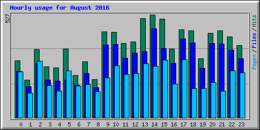 Hourly usage for August 2016